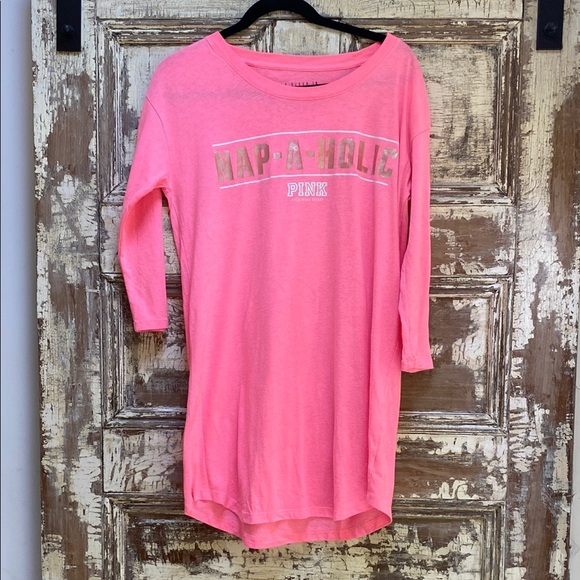 PINK Victoria's Secret Bright Pink Nap-A-Holic Tee - Picture 1 of 3